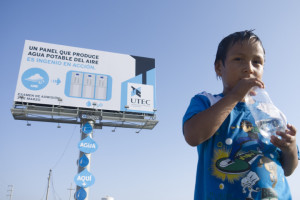 The first billboard that produces potable water from the air. Image courtesy of MAYO DRAFTFCB / UTEC.